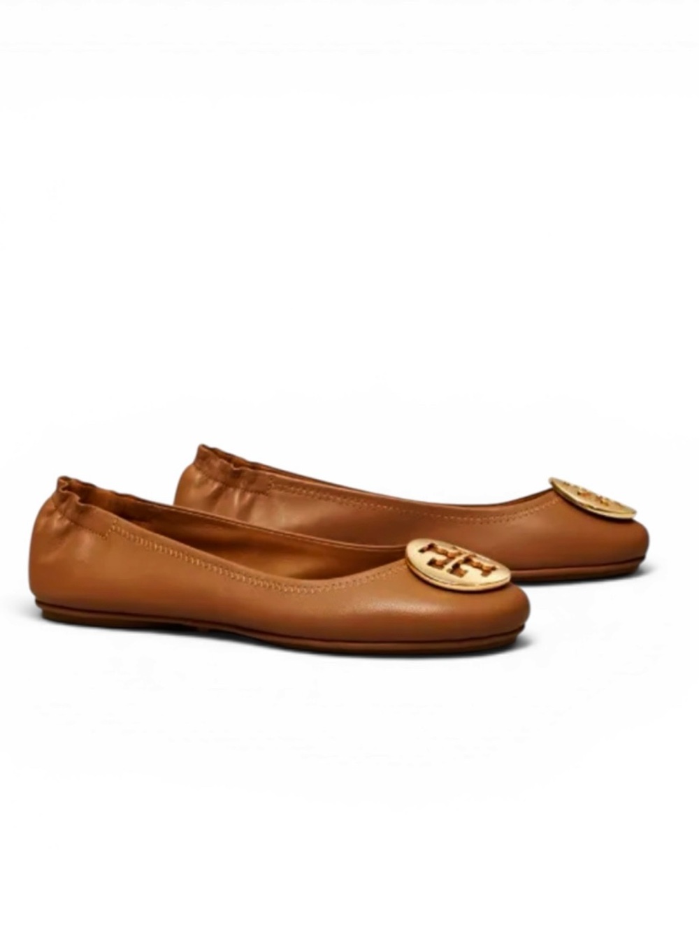Tory Burch Leather Minnie Travel Ballet Flats Tan Size 10